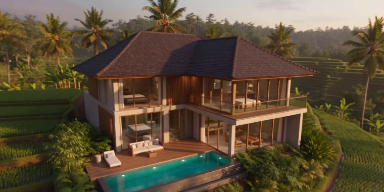 Vila tropis jadi di atas lahan berbukit